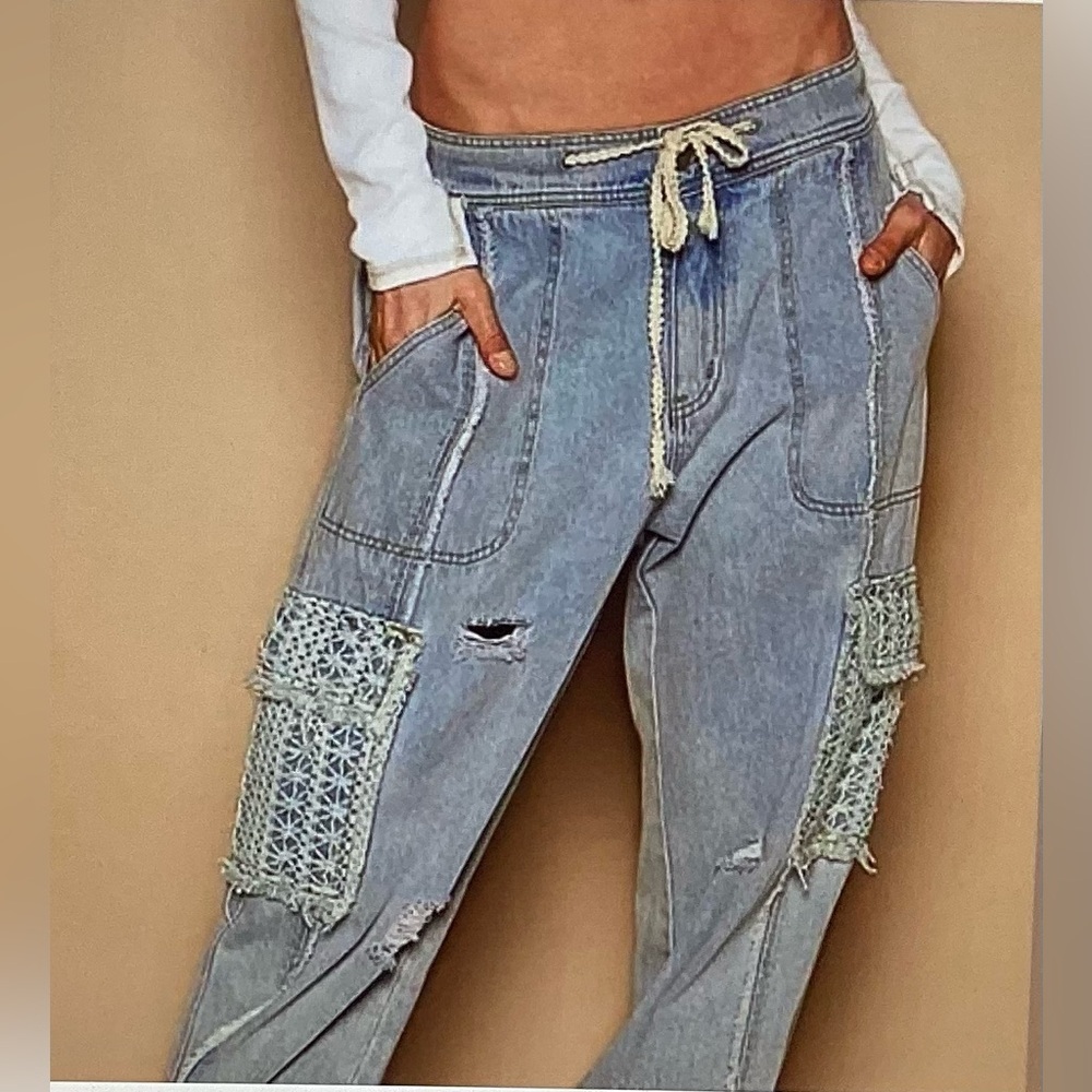 POL Slightly Distressed Denim Joggers
